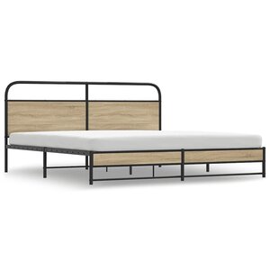 vidaXL Cadre de lit en métal sans matelas chêne fumé 183x213 cm