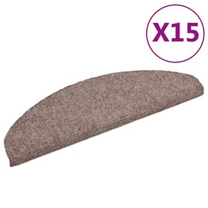 vidaXL Tapis d'escalier auto-adhésifs 15 pièces 65 x 21 x 4 cm Marron clair Demi-rond Grand