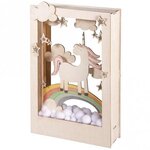 Kit bois cadre à motif3D Licorne FSC100  nature  20x30x6 5cm  13 pces  boîte 1kit