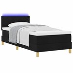 vidaXL Lit à ressort LED avec matelas Noir 100 x 200 cm tissu
