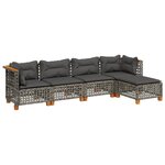 vidaXL Salon de jardin 5 Pièces avec coussins gris résine tressée