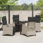 vidaXL Set de jardin 5 pièces Gris clair Poly Rattan
