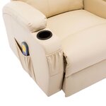 vidaXL Fauteuil à bascule de massage Crème Similicuir