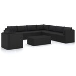 vidaXL Salon de jardin 10 Pièces avec coussins Résine tressée Noir