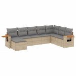 vidaXL Salon de jardin avec coussins 8 Pièces beige résine tressée