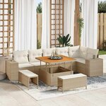 vidaXL Ensemble de canapé de jardin avec coussin 9 Pièces Beige et crème