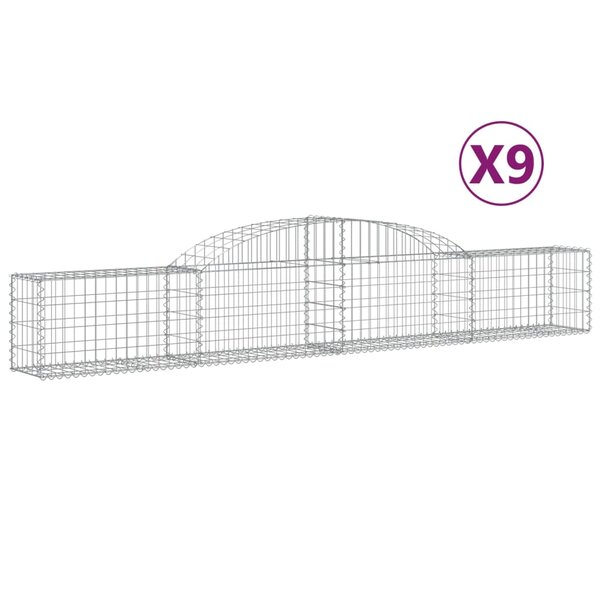 vidaXL Paniers à gabions arqués 9 Pièces 300x30x40/60 cm fer galvanisé