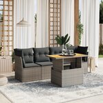 vidaXL Salon de jardin 5 Pièces avec coussins gris résine tressée