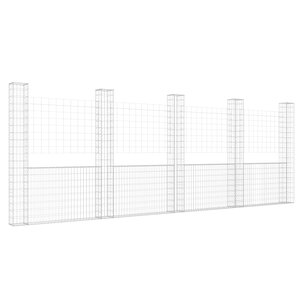 vidaXL Panier de gabion en forme de U avec 5 poteaux Fer 500x20x200 cm