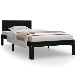vidaXL Cadre de lit sans matelas noir bois de pin massif 90x200 cm
