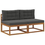 vidaXL Sofa de milieu extérieur avec coussin 2 Pièce Naturel