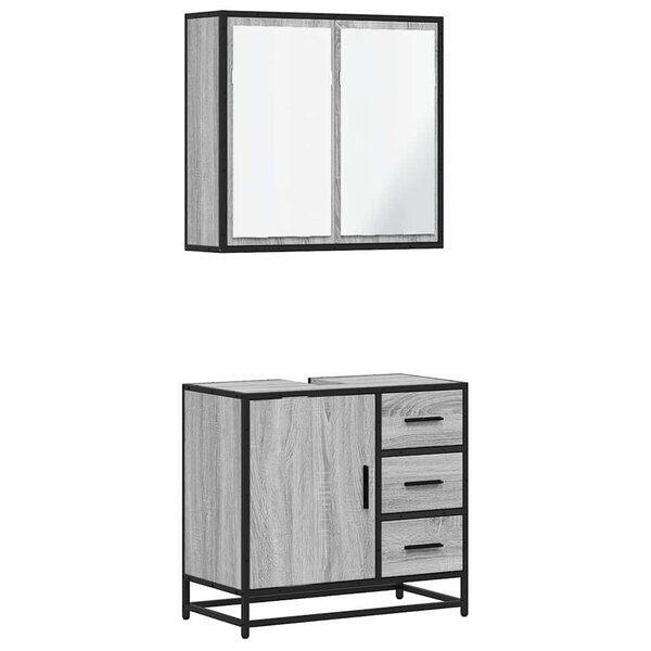 vidaXL Ensemble de meubles de salle de bain 2 Pièces Sonoma gris