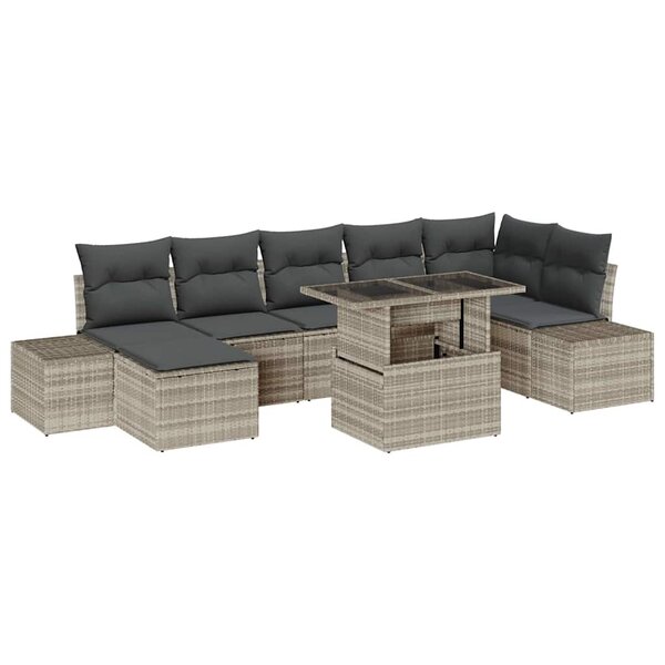 vidaXL Ensemble de canapé de jardin avec coussin 8 Pièces Gris clair