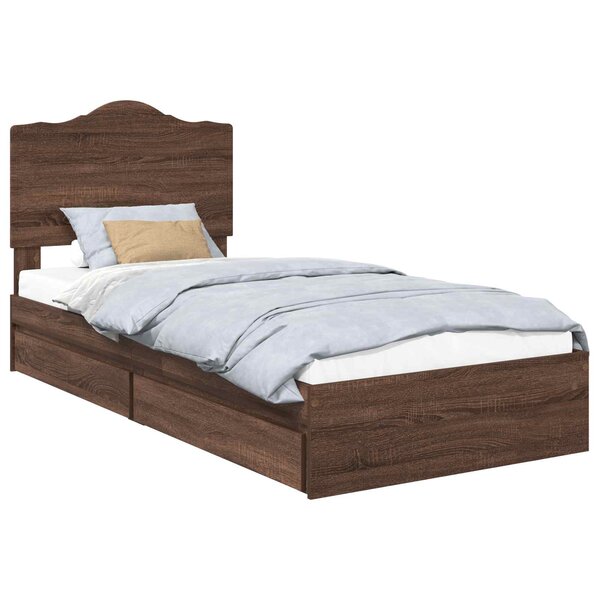 vidaXL Lit de Rangement Chêne brun 75 x 190 cm Bois d'ingénierie