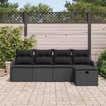 vidaXL Ensemble de canapé de jardin avec coussin 5 Pièces Noir Poly rotin