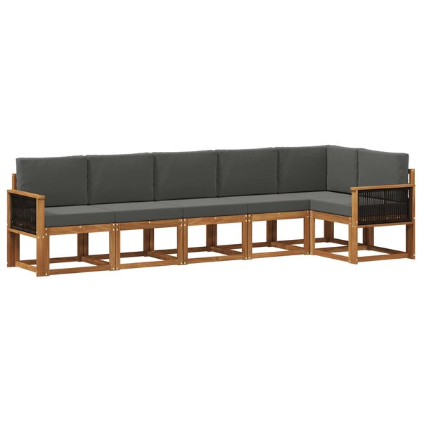 vidaXL Ensemble de canapés d'extérieur 6 pc Naturel et Anthracite