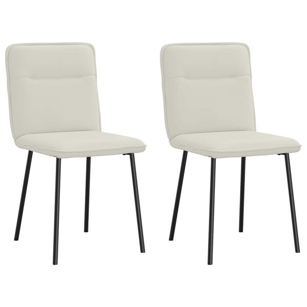 vidaXL Chaises à manger lot de 2 Crème Velours