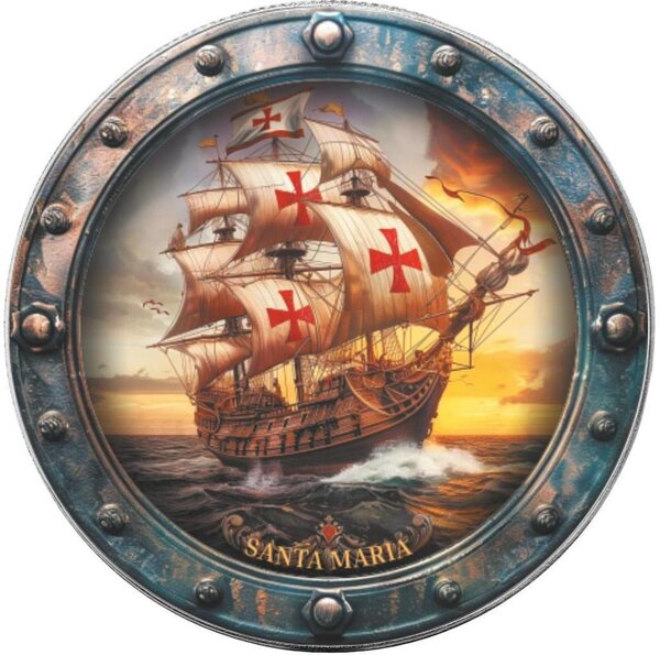 Pièce de monnaie en Argent 1 Dollar g 31.1 (1 oz) Millésime 2025 Famous Ships SANTA MARIA