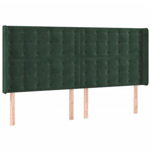 vidaXL Tête de lit avec oreilles Vert foncé 203x16x118/128 cm Velours