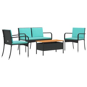 vidaXL Ensemble de jardin Noir polyrotin
