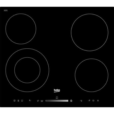 Beko hic64502t table de cuisson vitrocéramique - 4 zones -  6700w - l58 x p51cm - revetement verre - noir