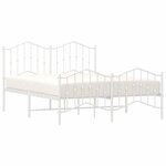 vidaXL Cadre de lit métal sans matelas et pied de lit blanc 135x190 cm