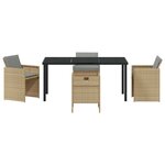 vidaXL Ensemble de salle à manger pour jardin 5 Pièces Beige polyrotin