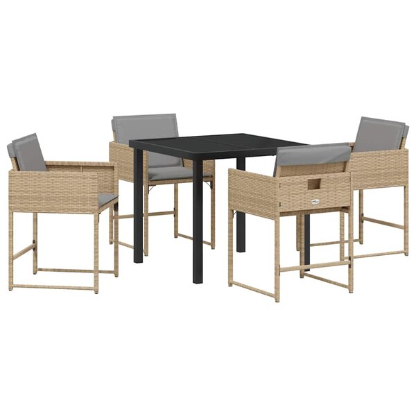 vidaXL Ensemble de salle à manger pour jardin 5 Pièces Beige polyrotin