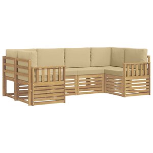 vidaXL Ensemble de canapés d'extérieur 5 Pièces Blanc et Beige