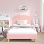vidaXL Cadre de lit pour enfants avec tête de lit Rose 90 x 200 cm