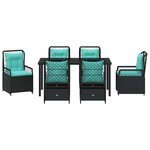 vidaXL Ensemble de salle à manger pour jardin 7 Pièces Noir polyrotin