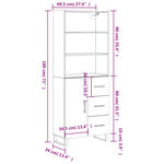 vidaXL Buffet haut Blanc 69 5x34x180 cm Bois d'ingénierie