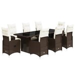 vidaXL Ensemble de bistro de jardin 9 Pièces coussins marron poly rotin