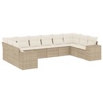vidaXL Salon de jardin avec coussins 10 Pièces beige résine tressée
