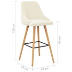 vidaXL Chaises de bar lot de 2 crème velours