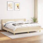 vidaXL Sommier à lattes de lit avec matelas Crème 200x200 cm Tissu