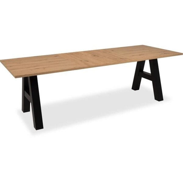 Table à manger GRANADA extensible - 2 rallonges 40 cm - 157/197 x 90 x 75 cm - Chêne/Noir