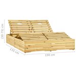 vidaXL Chaise longue double et coussins rouge Bois de pin imprégné