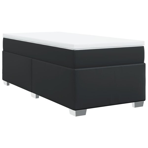 vidaXL Sommier à lattes de lit avec matelas Noir 90x190 cm Similicuir