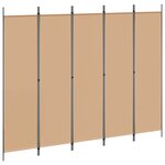 vidaXL Paravent 5 panneaux Beige 250 x 200 cm Tissu