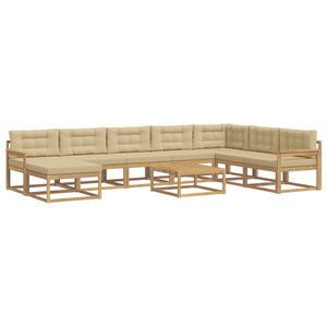 vidaXL Ensemble de canapés d'extérieur 9 pc Blanc et Beige