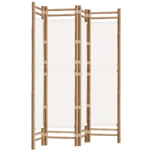 vidaXL Cloison de séparation pliante 4 panneaux 160 cm Bambou et toile