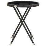 vidaXL Table à thé Noir 60 cm Résine tressée et verre trempé