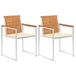 vidaXL Chaises de jardin avec coussins 2 Pièces Acacia solide et acier