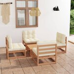 vidaXL Salon de jardin 5 Pièces avec coussins Bois de pin massif