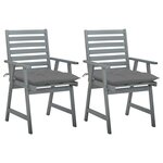 vidaXL Chaises à manger d'extérieur lot de 2 et coussins Acacia massif