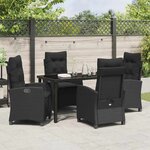 vidaXL Ensemble de salle à manger pour jardin 5 Pièces Noir polyrotin