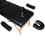 Tectake Table de massage Pliante 3 Zones, Tabouret, Rouleau + Housse - noir