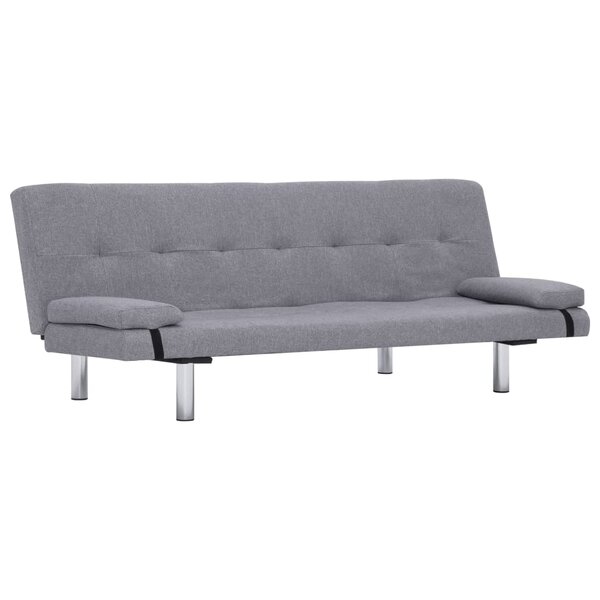 vidaXL Canapé-lit avec deux oreillers gris clair polyester