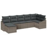 vidaXL Ensemble de Salle à Manger de Jardin 7 Pièces avec Coussins Gris Poly Rattan
